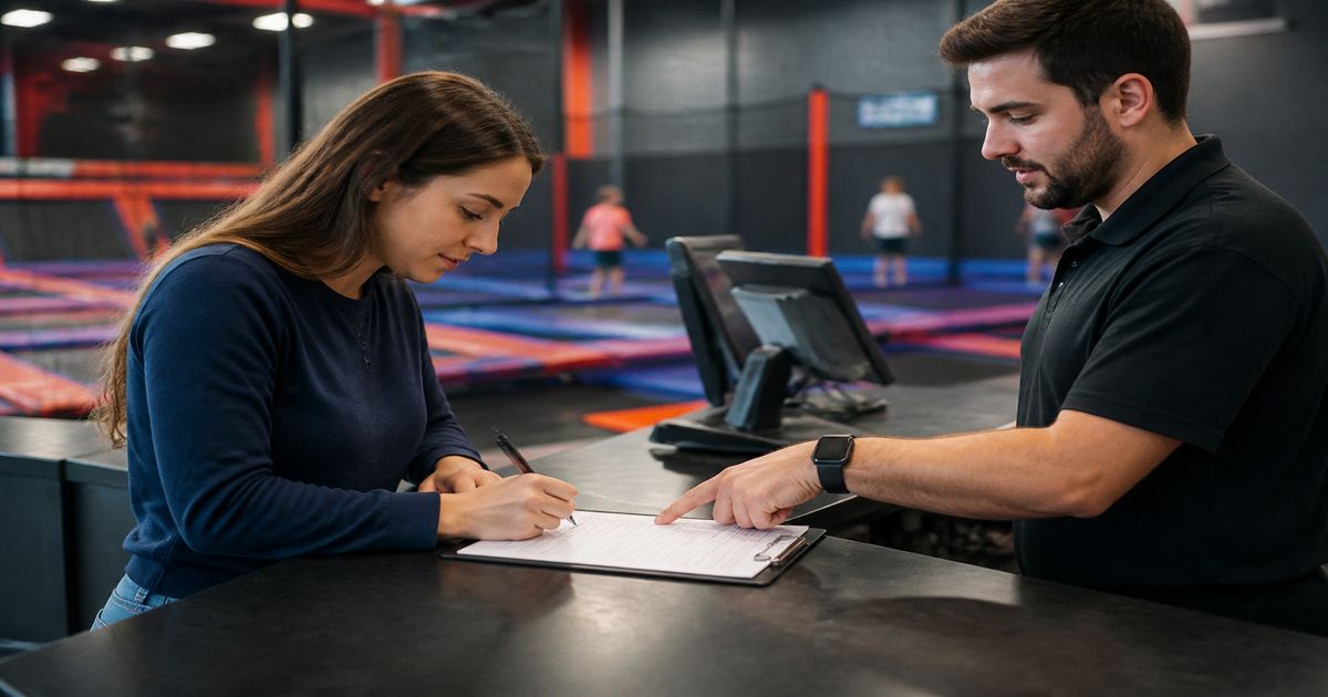 Editorial photo illustrating are Trampoline Park Waivers Enforceable in Georgia?