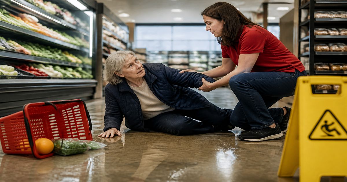 Editorial photo illustrating slip & Fall at Grocery Stores in Decatur: Premises Liability Tips