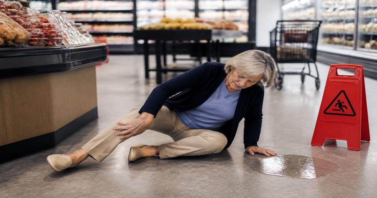 Editorial photo illustrating can You Sue for a Slip and Fall in a Chamblee Grocery Store or Apartment Complex?