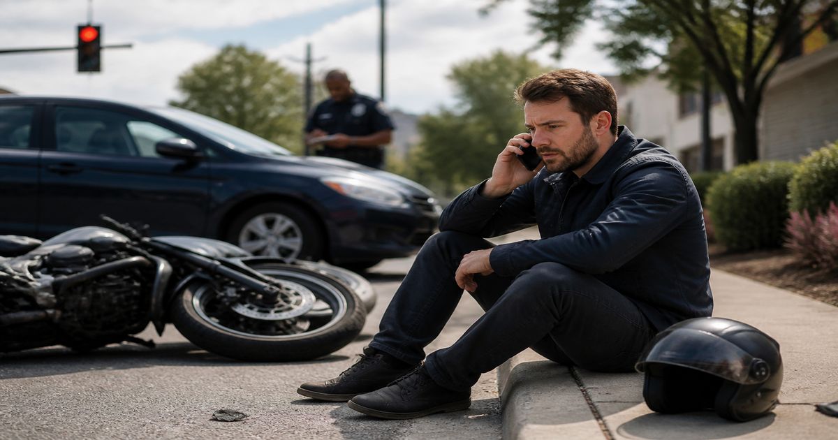 Editorial photo illustrating injured in a Motorcycle Accident? Call +404 480 8588 for a FREE Case Evaluation with a Georgia Motorcycle Accident Attorney – Singhtoro Law PA, PA!