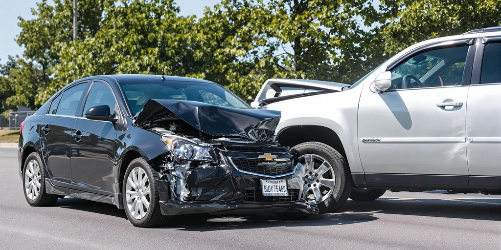 Two damaged cars after an accident