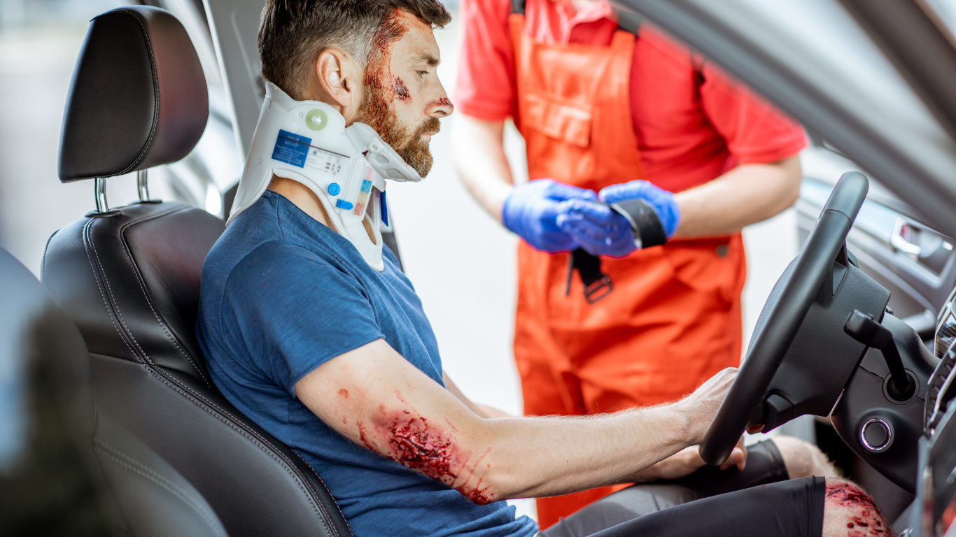 Person feeling pain, legal context.