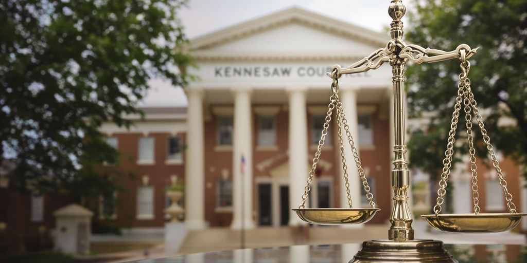 Kennesaw Georgia courthouse and legal scales.