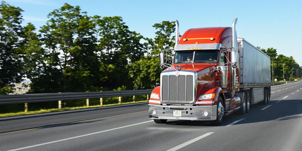 Truck Accident Lawyer - Semi-truck driving on highway under clear sky