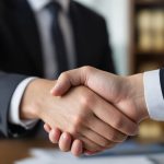 Kennesaw lawyer shaking hands with a client.