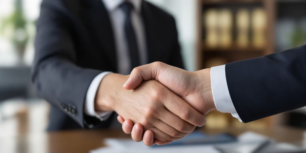 Kennesaw lawyer shaking hands with a client.