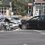 Two damaged cars after accident in Chamblee street