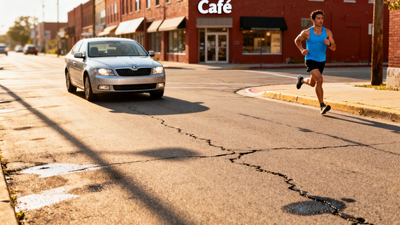 Atlanta street with jogger and car