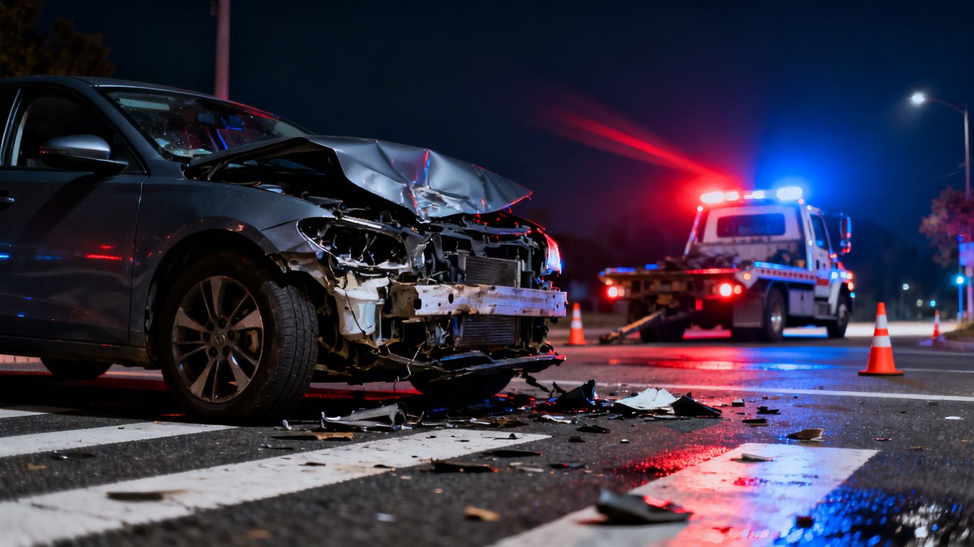 Damaged car after a severe accident in Duluth.