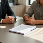 Attorney and client meeting in a bright office