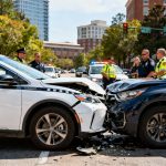 Uber car accident scene with police in Sandy Springs