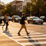 Pedestrians crossing street at Sandy Springs crosswalk