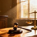 Courthouse gavel and scale of justice