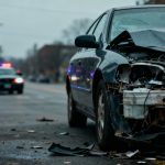 Damaged car after a car accident in Duluth.