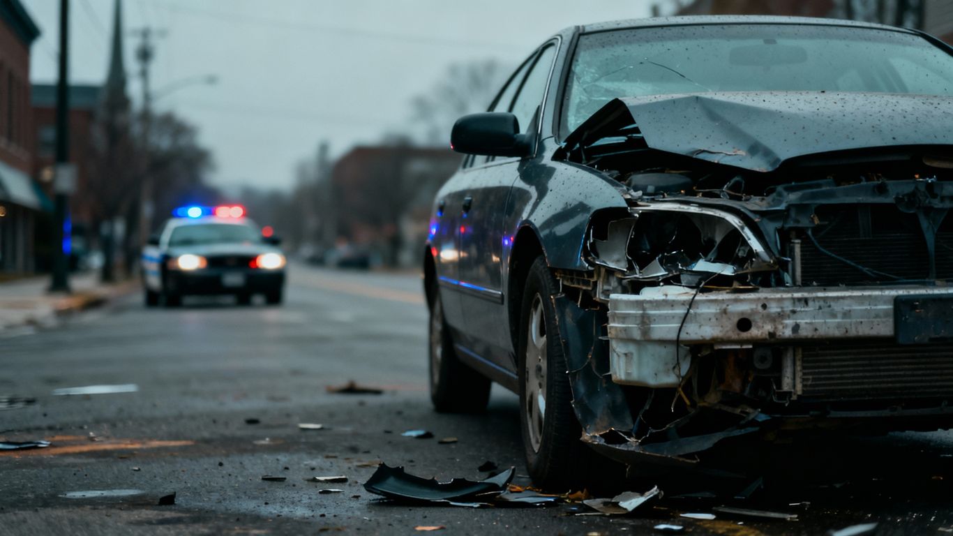 Damaged car after a car accident in Duluth.