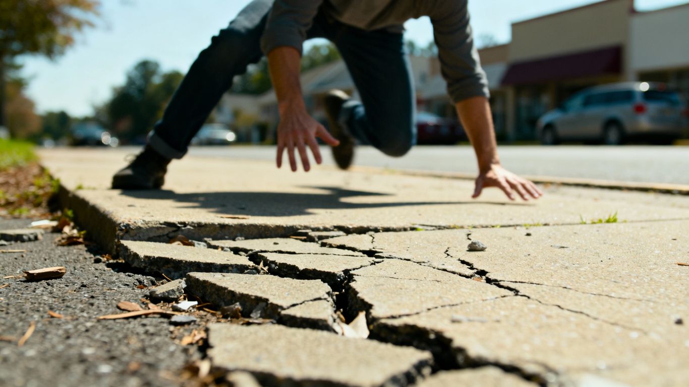 Uneven sidewalk causing a fall hazard